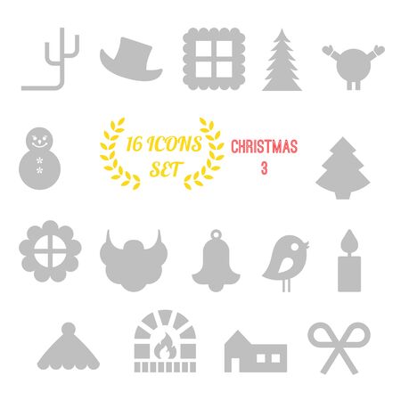illustration of christmas icon set on white backgroundの写真素材