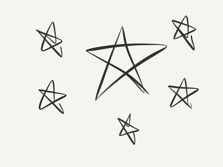 illustration of hand drawn six stars on white backgroundの写真素材