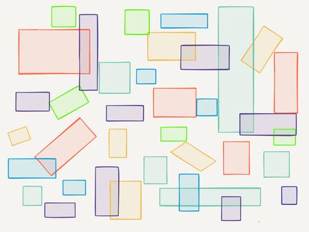 illustration of hand drawn water color squares rectangles colorful patternの写真素材
