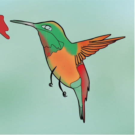 Hummingbird vector illustration. Hand drawn hummingbird isolated on white background.の写真素材