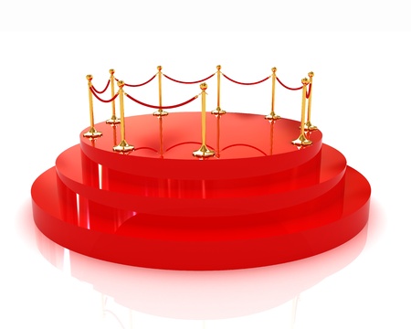 3D glossy podium with gold handrail の写真素材