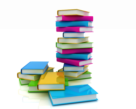 Colorful real books on white background の写真素材