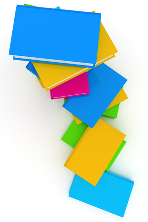 colorful real books on a white backgroundの写真素材