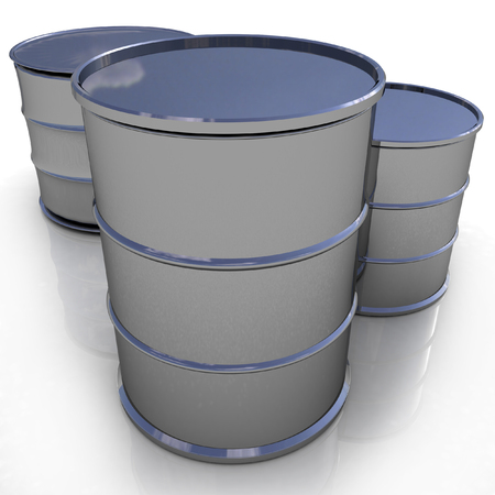 Metal barrels on white backgroundの写真素材