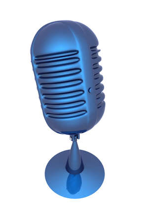 blue metal microphone on a white backgroundの写真素材