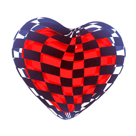 3d beautiful red glossy heart of the bands on a white backgroundの写真素材