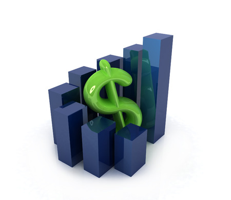 Currency dollar business graph on white backgroundの写真素材