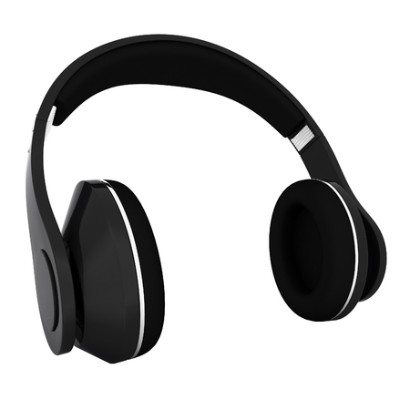 Headphones of carbon material isolated on a white backgroundの写真素材