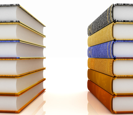 The stack of books on a white backgroundの写真素材