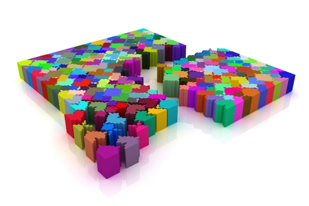 Many-colored puzzle pattern (removable pieces). の写真素材