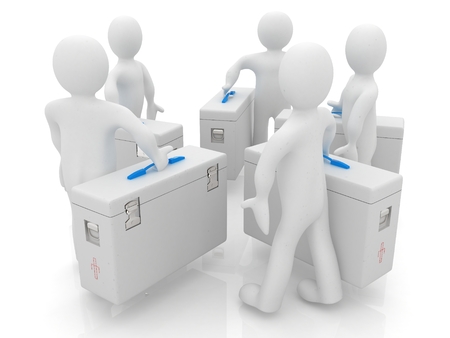 3d doctors on a white backgroundの写真素材