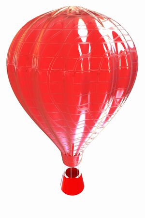 Hot Air Balloons with Gondola. Colorful Illustration isolated on white Background の写真素材