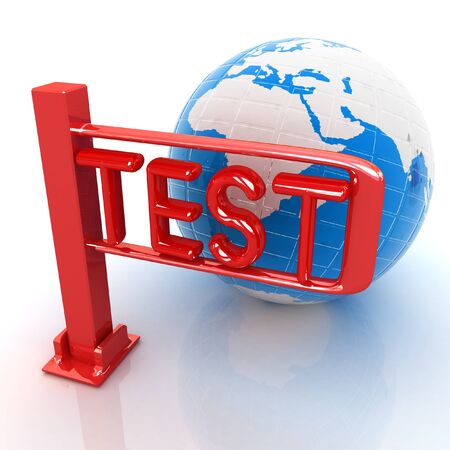 Global test with erth and turnstile on a white backgroundの写真素材
