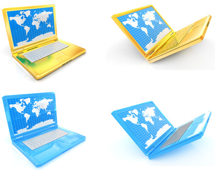 Laptop on a white backgroundの写真素材