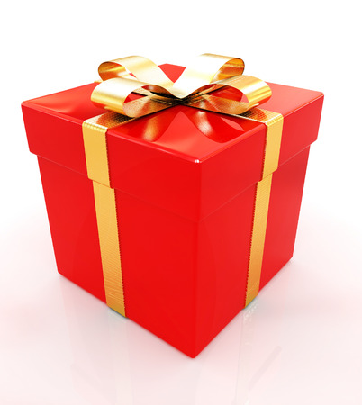 Bright christmas gift on a white backgroundの写真素材