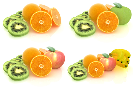 Set of citrus on a white の写真素材