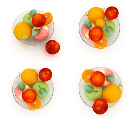 Set of citrus on a glass plate on a white の写真素材