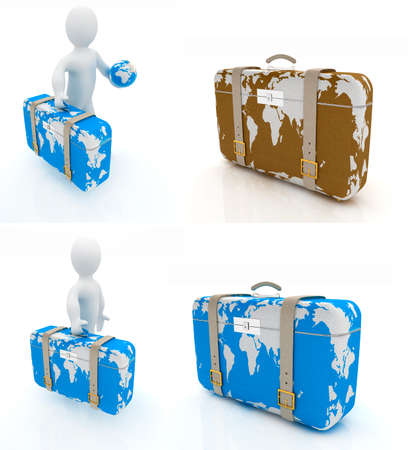 Suitcase for travel set on a white backgroundの写真素材