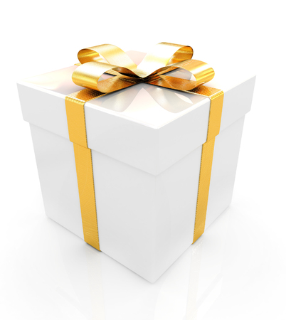 Bright christmas gift on a white backgroundの写真素材