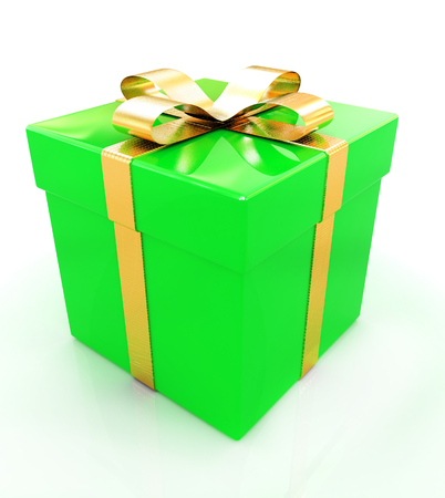 Bright christmas gift on a white backgroundの写真素材