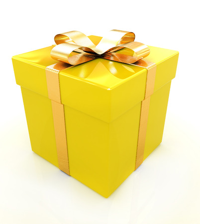 Bright christmas gift on a white backgroundの写真素材