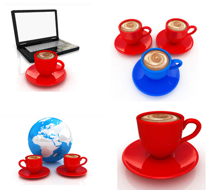 Coffee set on white background の写真素材