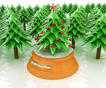 Christmas trees on a white background の写真素材