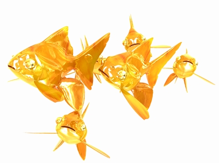Gold fishes. Isolation on a white backgroundの写真素材