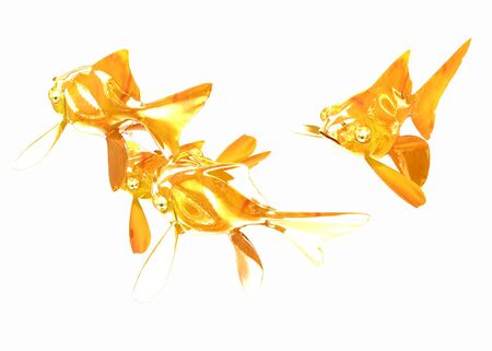 Gold fishes. Isolation on a white backgroundの写真素材
