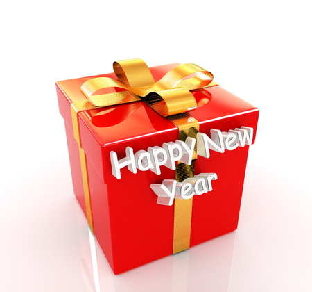 Bright christmas gifts on a white background の写真素材