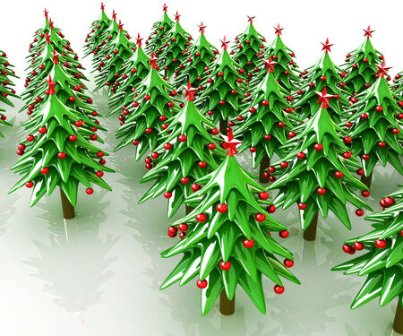 Christmas trees on a white background の写真素材