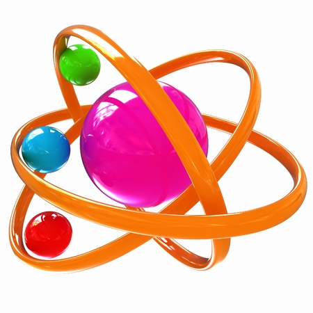 3d atom isolated on white background の写真素材