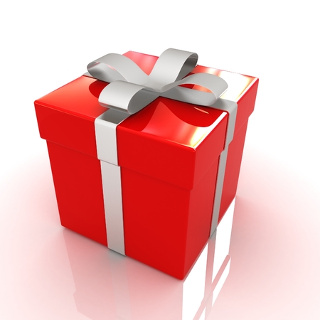 Bright christmas gift on a white background の写真素材