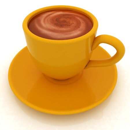 Coffee cup on saucer on a white backgroundの写真素材