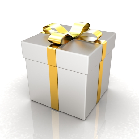 Bright christmas gift on a white background の写真素材