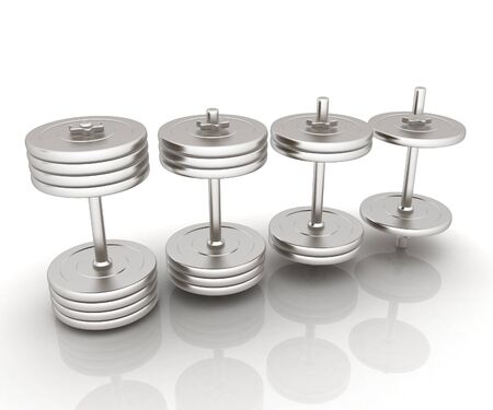 Metalll dumbbells on a white backgroundの写真素材