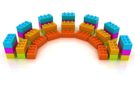 Building blocks efficiency concept on white の写真素材