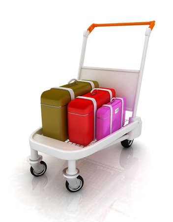 Trolley for luggage at the airport and luggageの写真素材