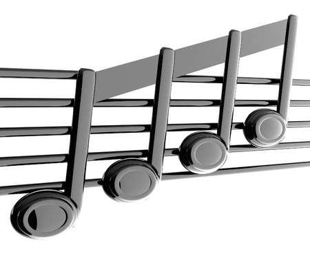 3D music note on stave on a white の写真素材