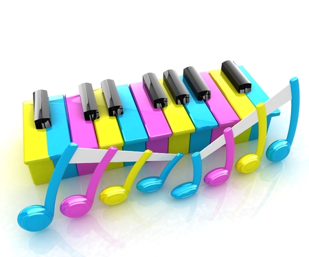 Colorfull piano keys on a white background の写真素材