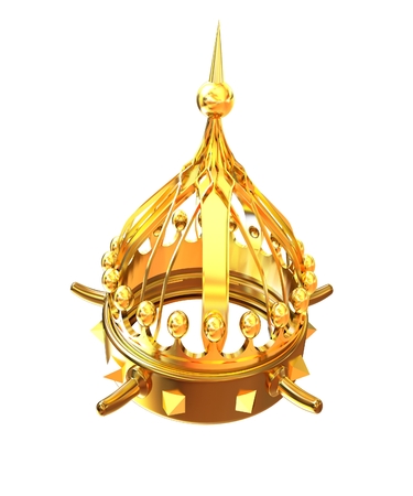 Gold crown isolated on white background の写真素材