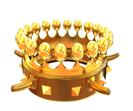 Gold crown isolated on white background の写真素材