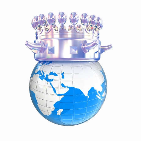 Fantastic crown on earth isolated on white background の写真素材