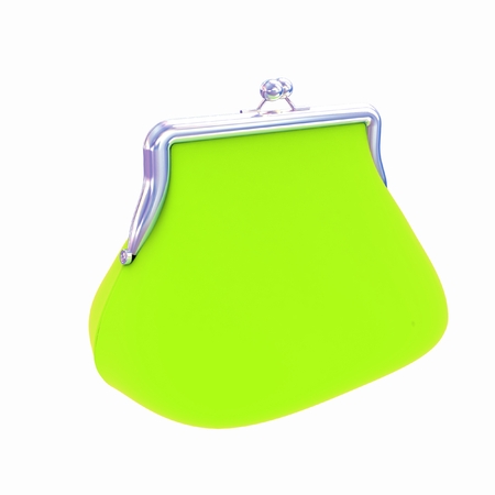 green purse on a white の写真素材