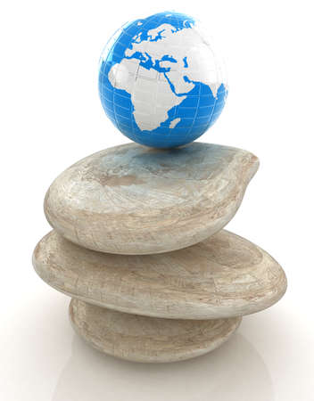 earth on spa stones. 3d icon の写真素材