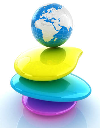 Colorfull earth on spa stones. 3d icon の写真素材