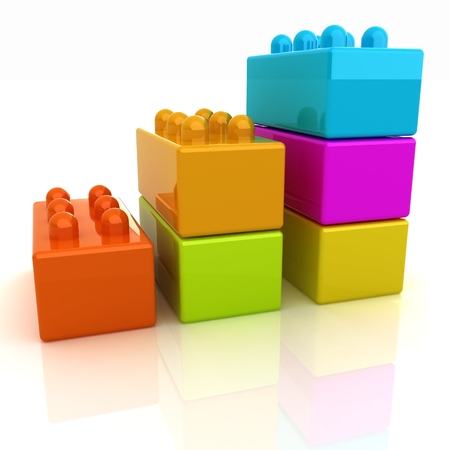 Building blocks efficiency concept on white の写真素材