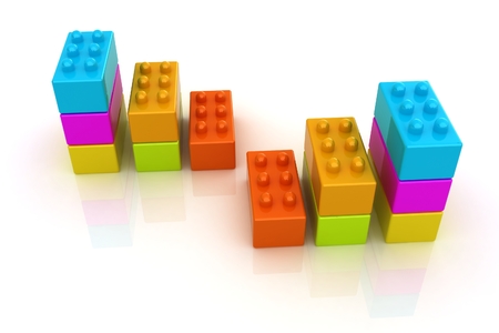 Building blocks efficiency concept on white の写真素材