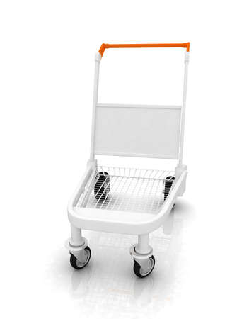 Trolley for luggage at the airportの写真素材
