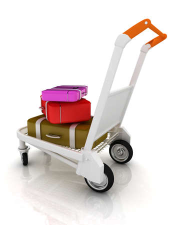 Trolley for luggage at the airport and luggageの写真素材